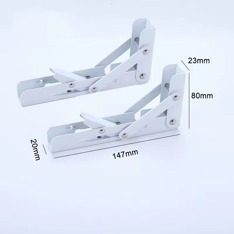 Supports d'étagère pliables blancs de 6 pouces, supports muraux en métal pliables, économiseurs d'es