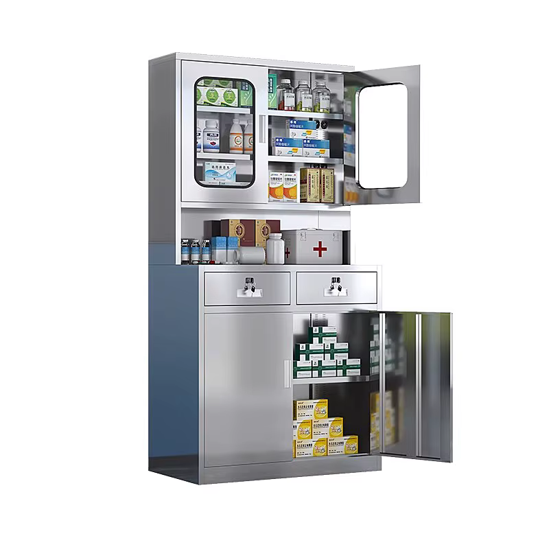 Armoire de rangement de médicaments moderne en acier inoxydable, avec serrure, pour hôpital, pharmac