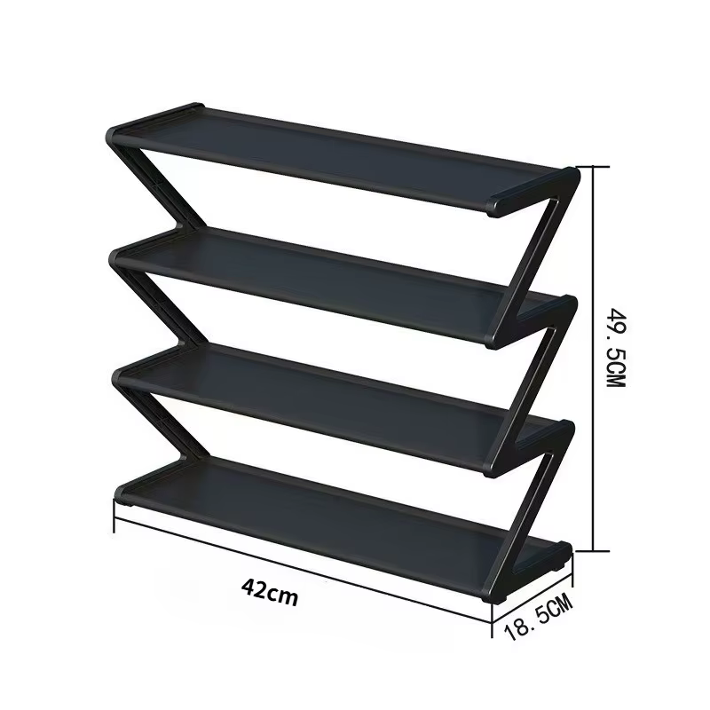 Étagère à chaussures en forme de Z, organisateur de rangement multi-niveaux, meuble d'entrée peu enc