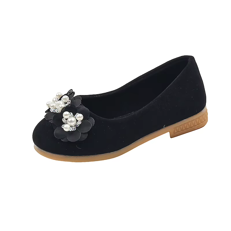 Chaussures plates en cuir non ald pour filles, ballerines polyvalentes pour enfants, fleur douce, mo