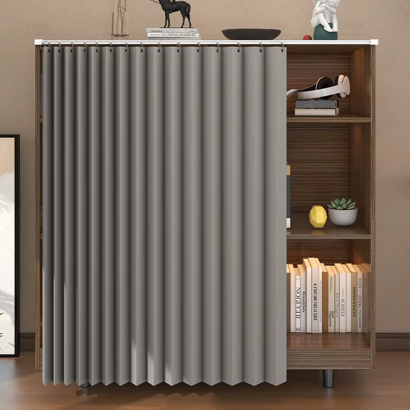 Rideau d'armoire de cuisine, rideau occultant sans poinçon pour la maison, armoire à chaussures plia
