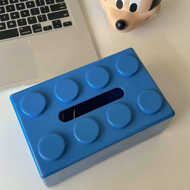Boîte à mouchoirs en blocs de construction de dessin animé créatif, 1 pièce, avec une valeur esthéti
