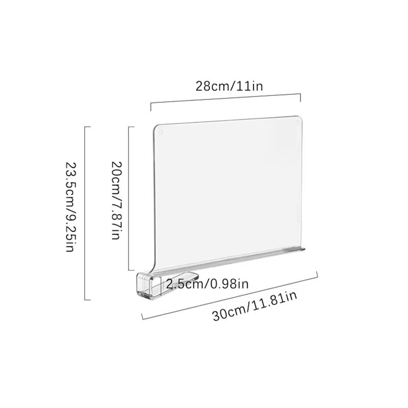 Diviseurs d'étagère en acrylique pour organisateurs de placards avec étagères en bois, séparateurs d