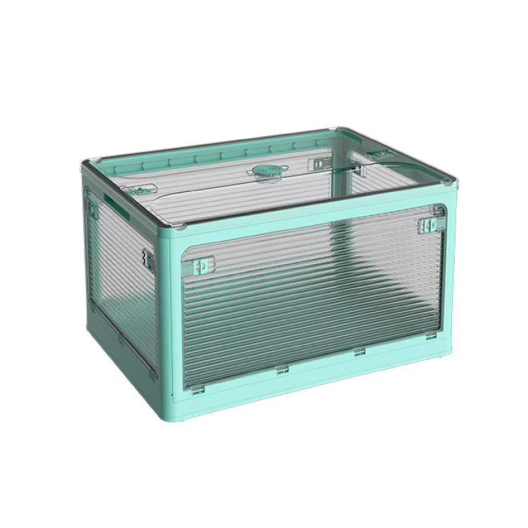 Boîte de rangement de livres de grande capacité avec anneau de traction, bac en plastique transparen