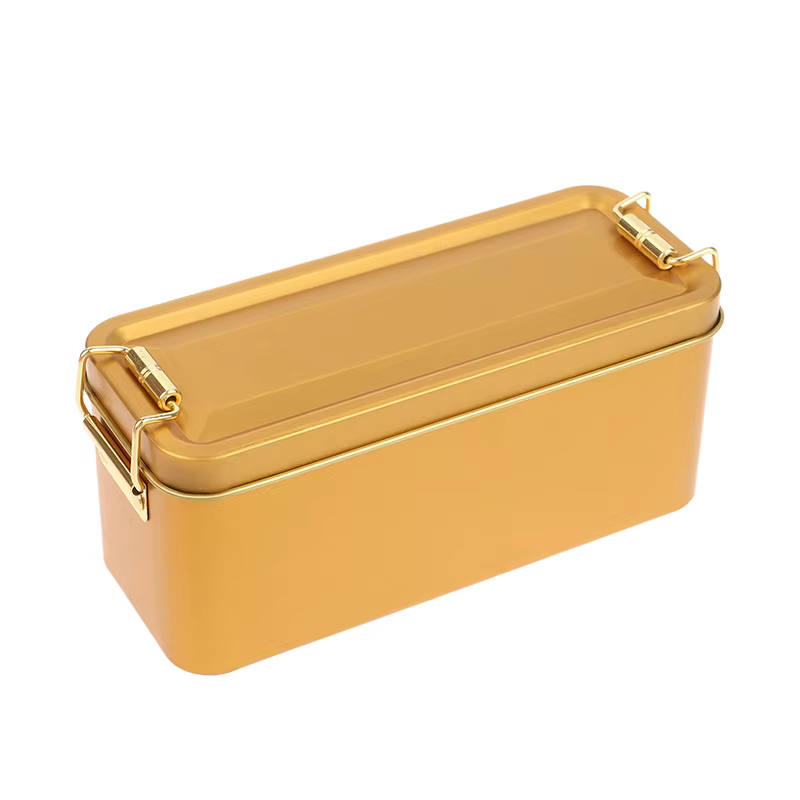 Boîte rectangulaire en fer blanc à l'ancienne avec couvercle, boîte de rangement en métal de haute q