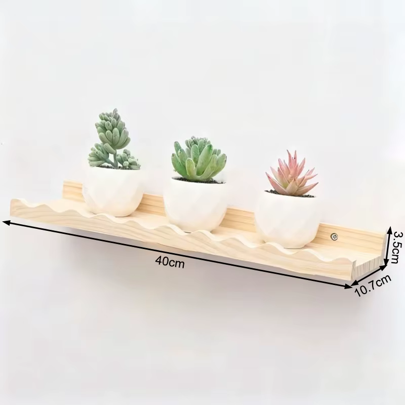 Étagère flottante en bois de pin naturel Boho, étagère murale en bois, présentoir à bord festonné po