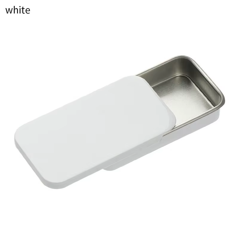 Mini boîte en fer blanc vide rectangulaire en métal, étuis à pilules de bonbons, bacs, conteneurs à 