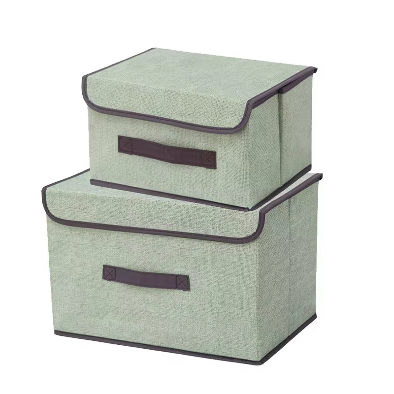 Boîte de rangement pour vêtements, pliable, avec couvercle, en coton, pour vêtements et pantalons, 1