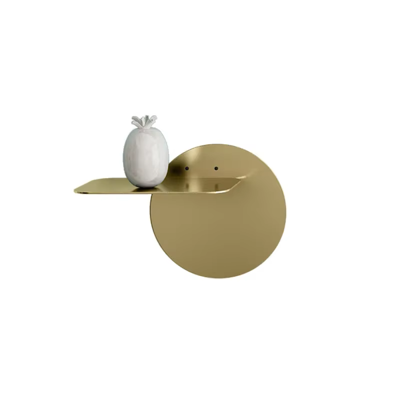 Présentoir de décoration murale rond doré, support de rangement en métal nordique, support d'étagère