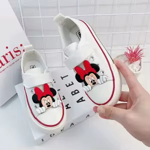 Disney-Chaussures en toile Minnie Mouse pour enfants, chaussures de sport décontractées pour bébé, d