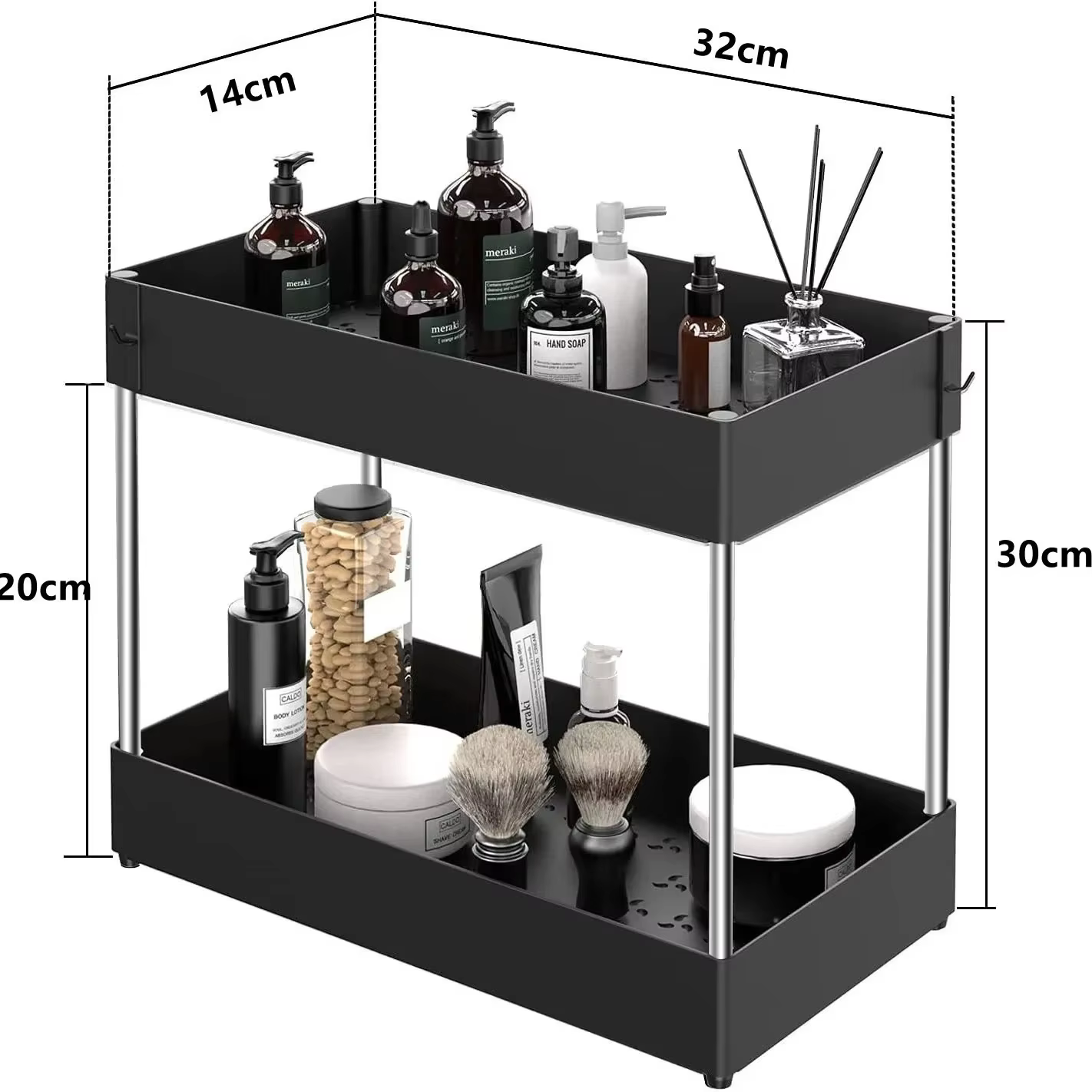 Tiroir coulissant à 2 niveaux sous évier, étagère de rangement, support polyvalent pour armoire de c