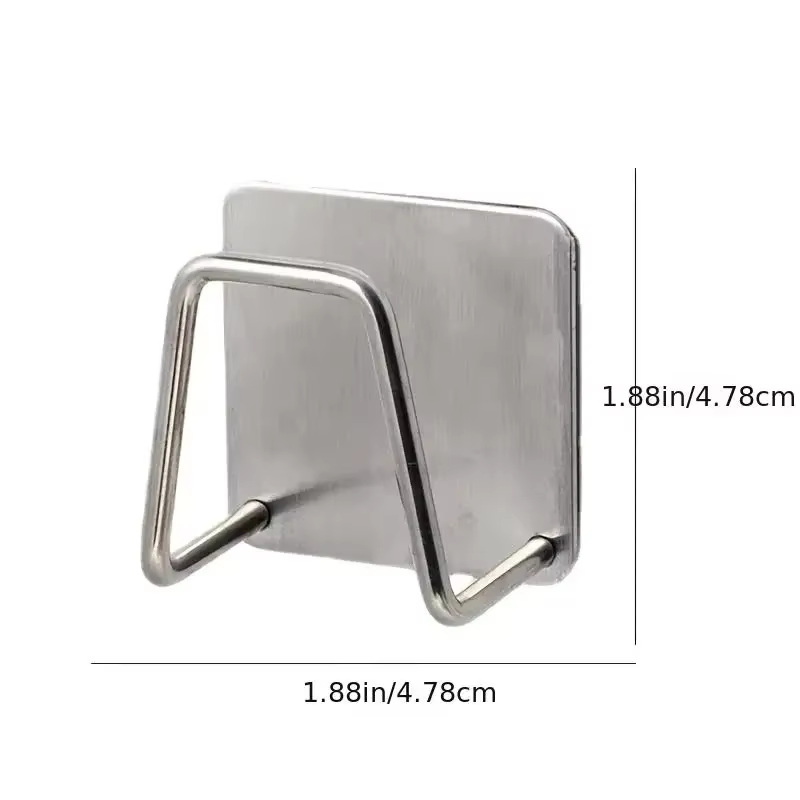 Support d'éponge pour évier de cuisine en acier inoxydable argenté, avec drain d'eau intégré, pour t