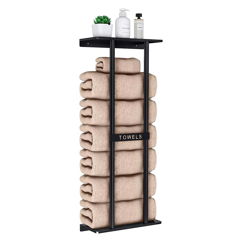 Porte-serviettes de salle de bain mural de 30 pouces avec étagère de rangement, porte-serviettes rob