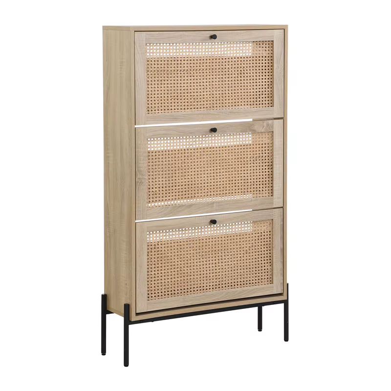 Armoire à chaussures et étagère de salon en bois moderne de taille personnalisée avec conception peu
