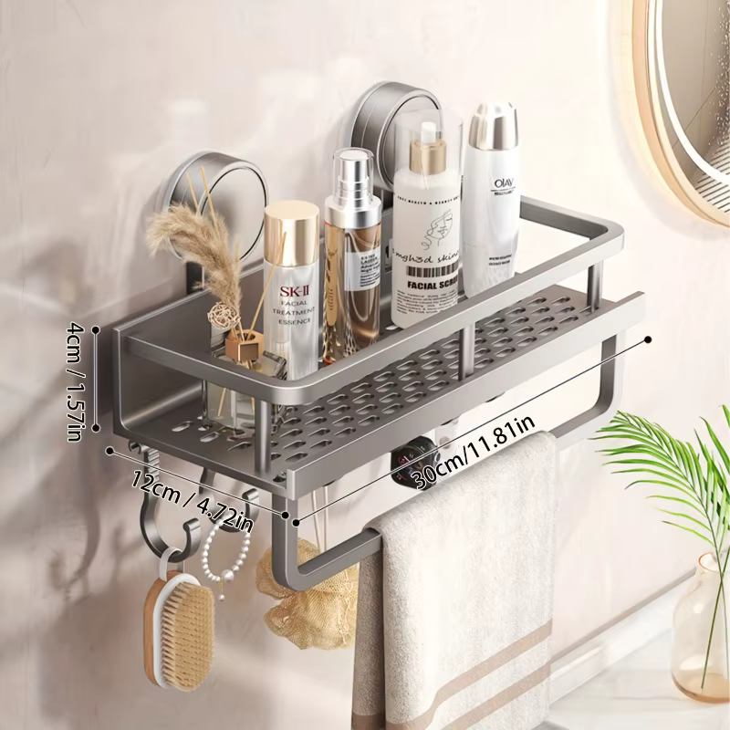 Étagère de douche robuste anti-rouille 1 pièce sans perçage, support de rangement pour salle de bain