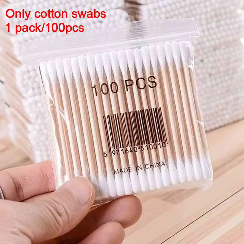 Boîte de rangement pour coton-tige, couvercle en bambou carré transparent, boîte de rangement pour c