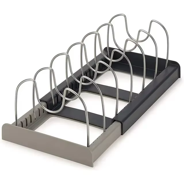 Rangement extensible en acier inoxydable T1, support d'armoire de cuisine pour casserole, couvercle 