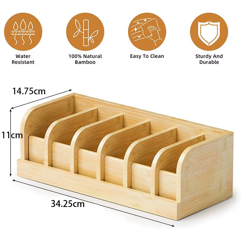 Boîte de Rangement en Bambou pour Homme et Femme, Support de Ceinture, Organisateur de Placard, Mont