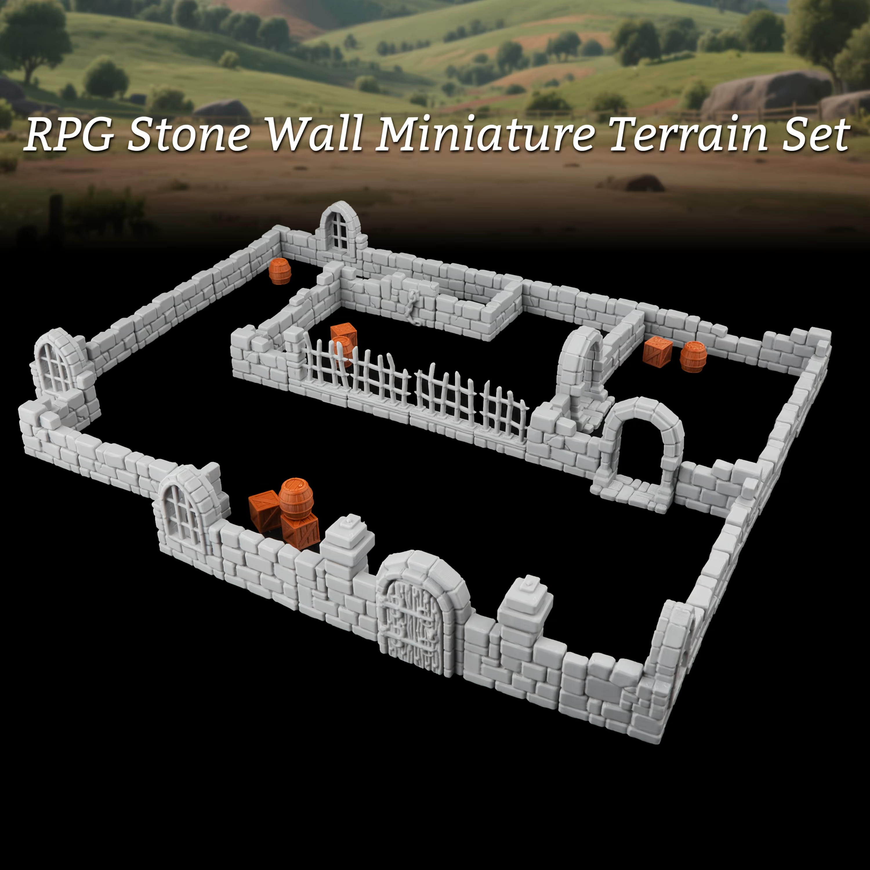 Ensemble de miniatures de terrain en pierre pour donjons RPG, accessoires modulaires de jeu de rôle 