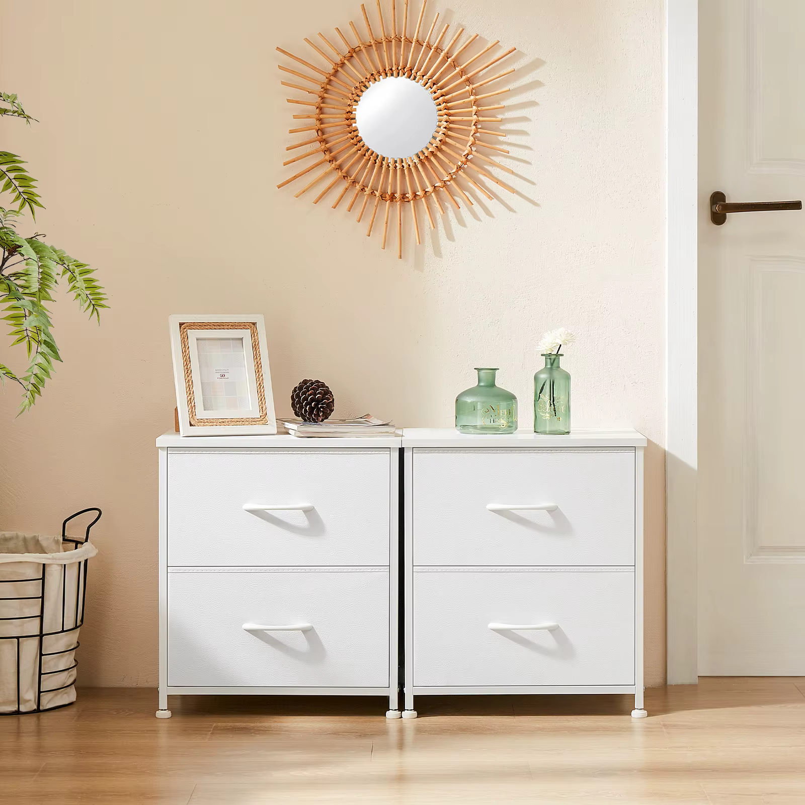 JHK salon armoire couches ensemble de 2 tiroirs en tissu à côté de la Table de chevet placard poitri