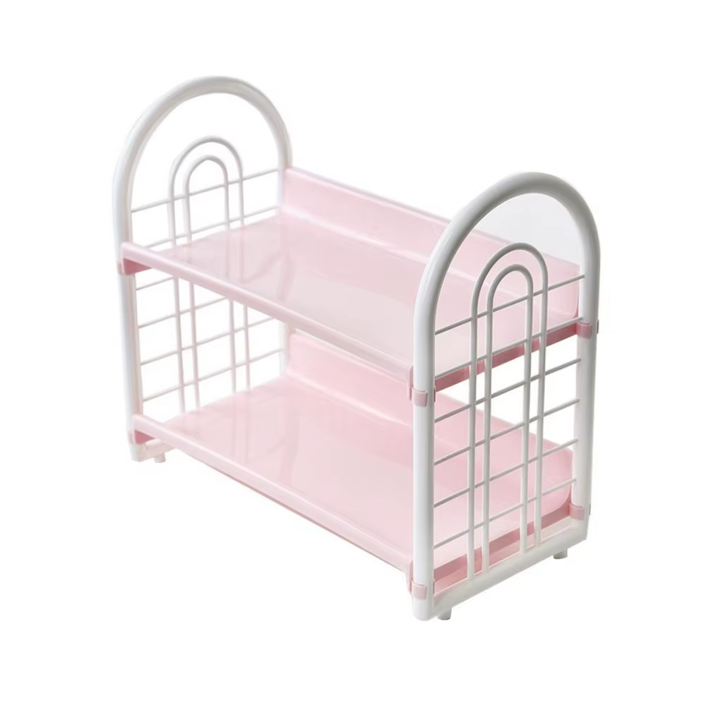 Étagère de rangement double couche en plastique, gain de place, simple, grande capacité, ajourée, po