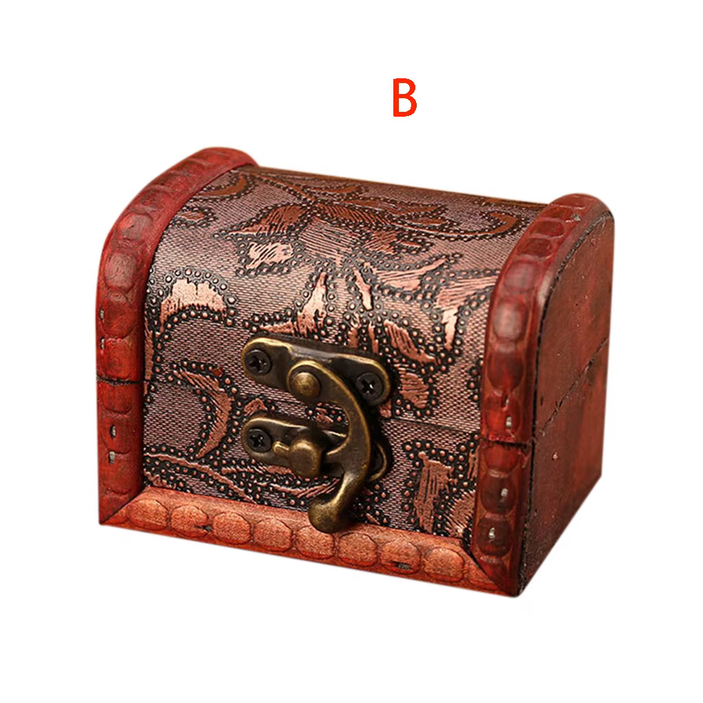 Boîte à bijoux Vintage en bois faite à la main, 1 pièce, avec Mini serrure en métal pour ranger les 