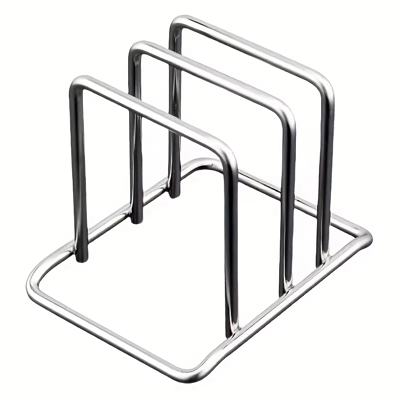 Étagère de cuisine en acier inoxydable pour casseroles et planches à découper, style moderne minimal