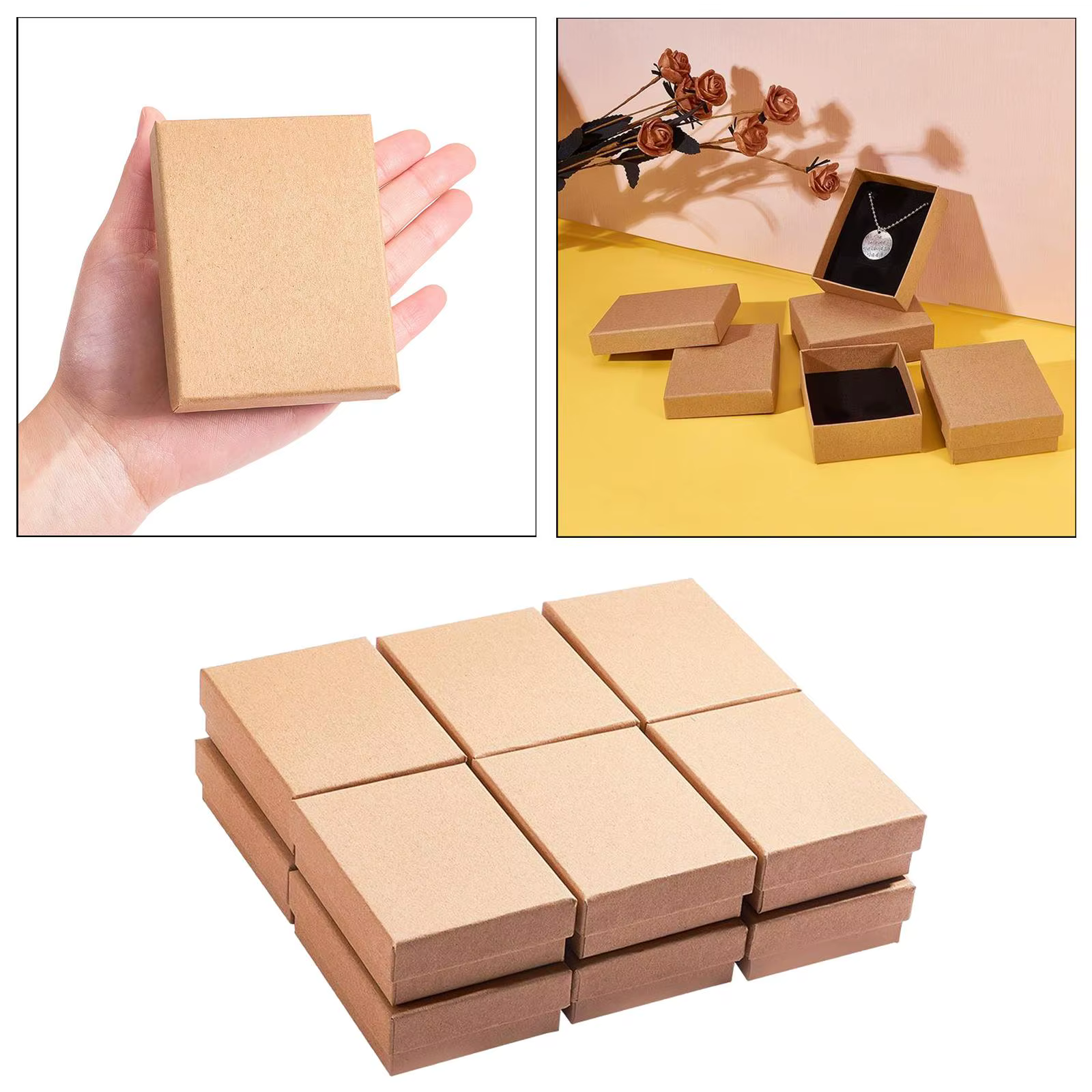 Boîte à bijoux en carton avec insert en coton pour l'expédition et la présentation de boucles d'orei