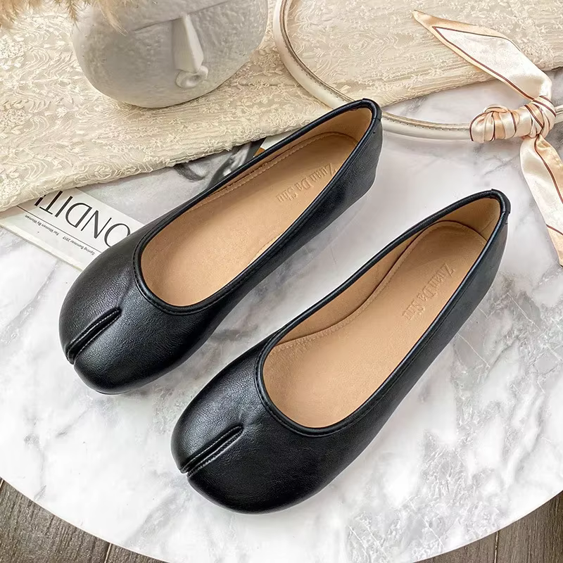 Tabi Ninja chaussures femme microfibre cuir chaussures plates confortables bout fendu pantoufles moc