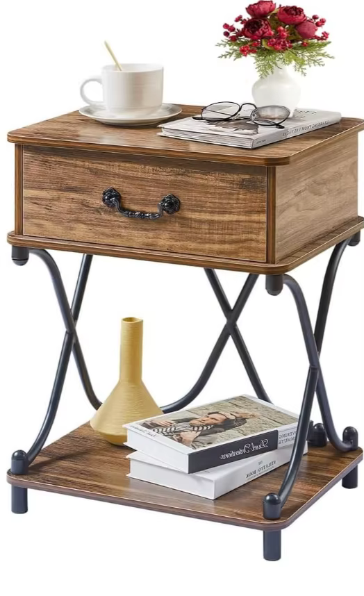 Tables de chevet avec tiroir pour chambre à coucher, table de chevet avec rangement, étagère ouverte