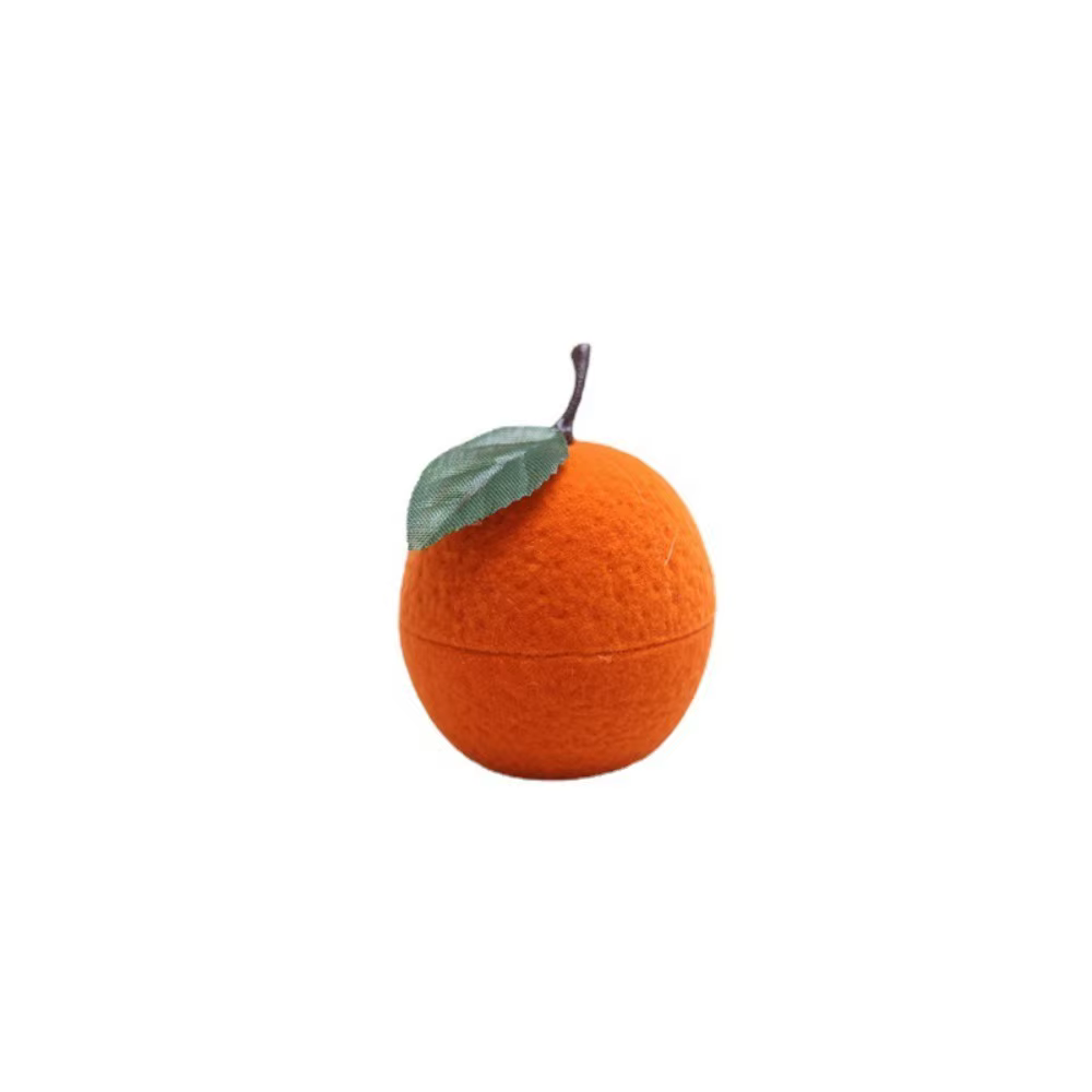 Boîte à bagues orange anti-poussière, boîte à bijoux mignonne et populaire en velours, boîte à bijou