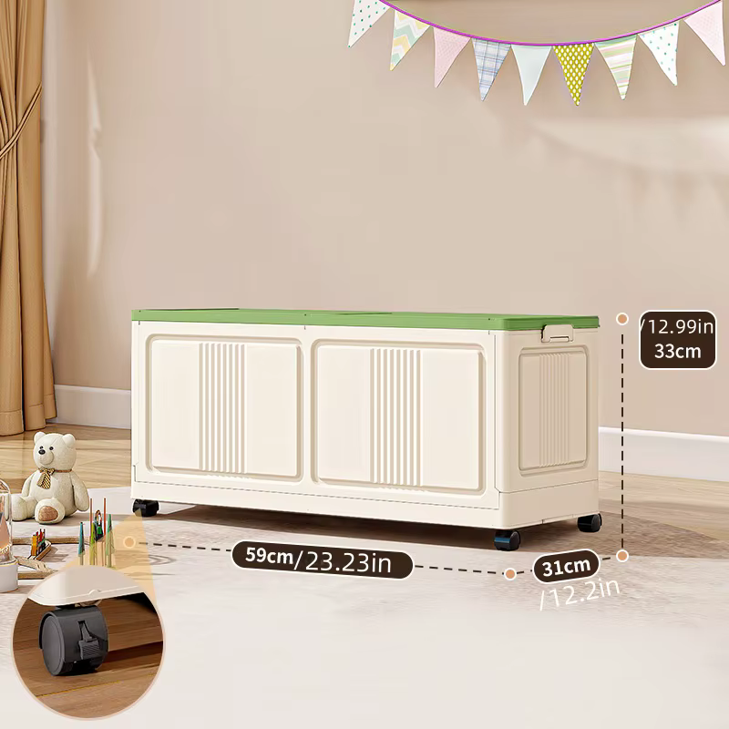 Poubelle à jouets pliable, rangement mobile roulant, grande capacité peu encombrante, robuste pour l