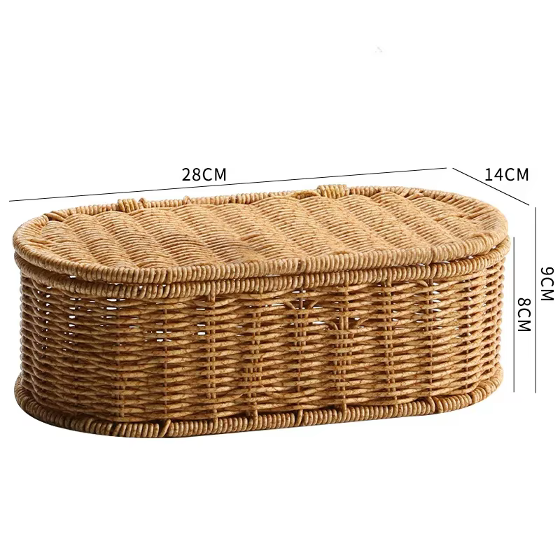 Panier de rangement bohème en Imitation rotin, boîte de rangement tissée, cadre à couverts anti-pous