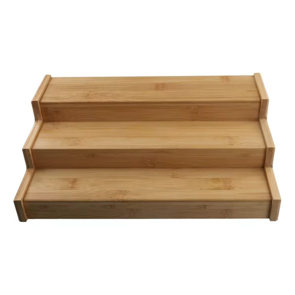 Étagère à épices à 3 niveaux en bois massif, ensemble de rangement de pots à épices à plusieurs nive