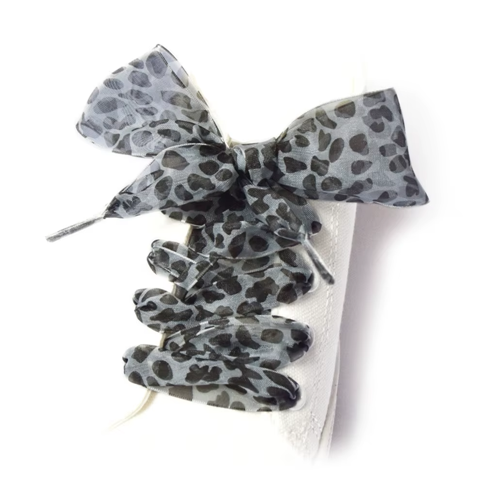 Lacets de chaussures en dentelle imprimé léopard, accessoires de mode pour chaussures, lacets décora
