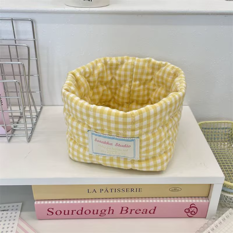Panier de rangement en tissu à carreaux et rayures, paniers décoratifs lavables pour la maison, bacs