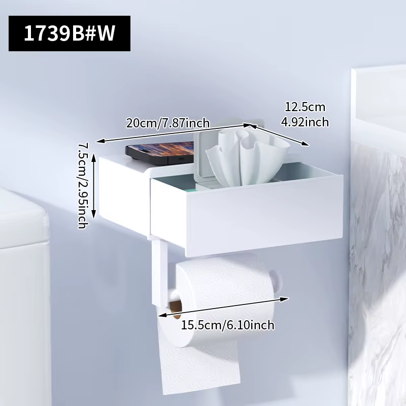 Porte-papier toilette avec étagère, distributeur de lingettes humides pour salle de bain, garde vos 