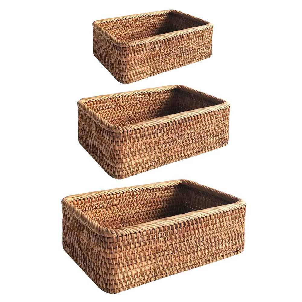 Panier décoratif en osier, panier de rangement tressé, panier à fruits rectangulaire fait main, pour