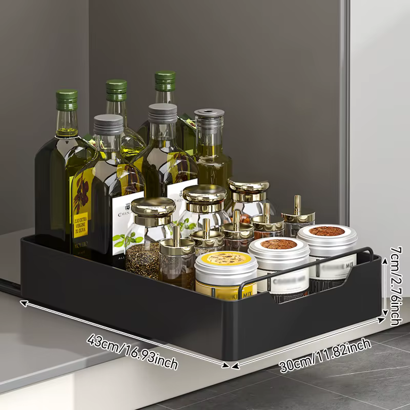Étagère de rangement de cuisine en métal avec tiroirs coulissants et organiseur d'épices, étagère de