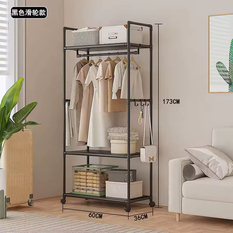 Porte-manteau multifonctionnel avec cintres, étagère de rangement multi-niveaux pour vêtements, orga