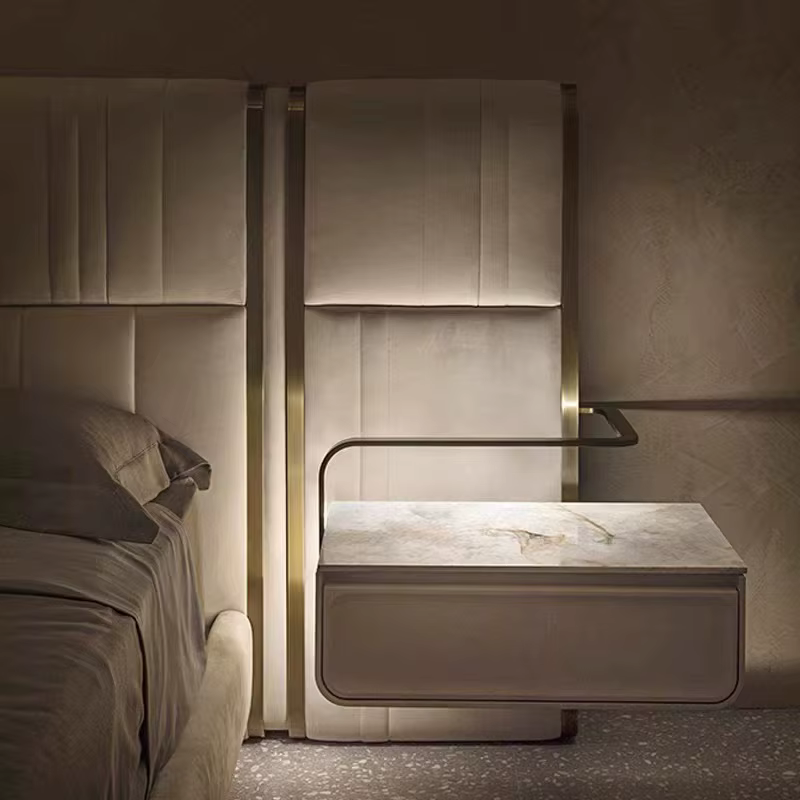 Lit moderne pour adolescentes, boutons de nuit uniques pour filles, lit de luxe crème, rangement pou