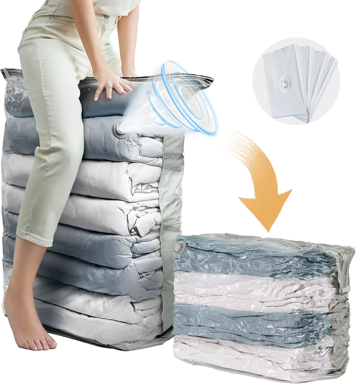 Sacs de rangement sous vide, sacs scellés sous vide pour vêtements, literie, couverture, gain de pla