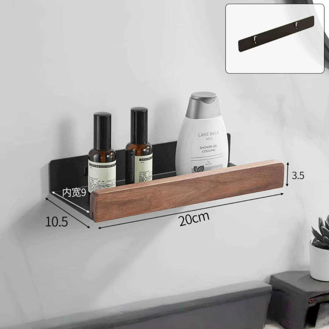 Étagère de rangement pour salle de bain en bois noir, 20-50 cm, étagère d'angle carrée noire pour do
