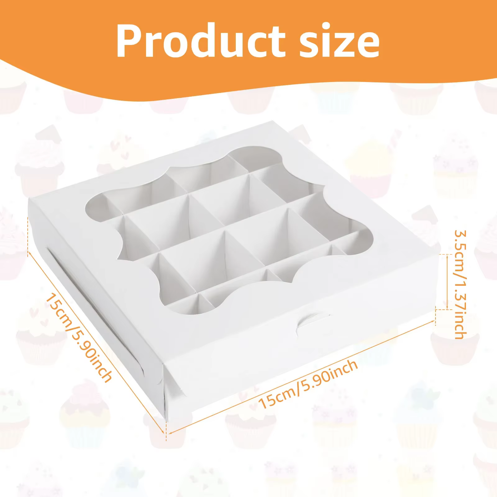 Boîtes à gâteaux à 16 grilles, 10/24 pièces, avec fenêtre transparente, boîte à gâteaux carrée en ca