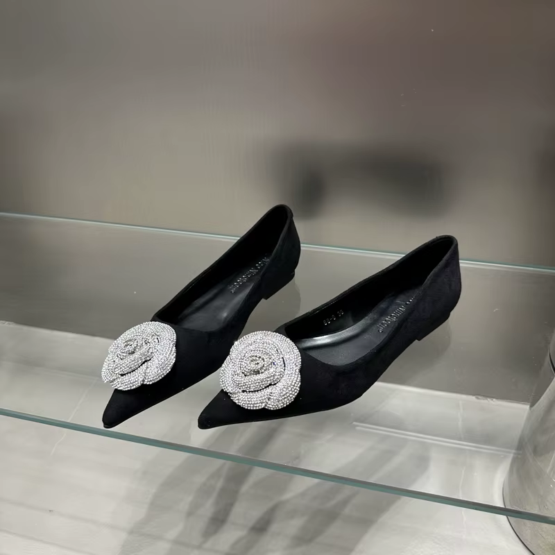 Chaussures plates pour femmes 2025 printemps automne décontracté diamant Rose fleur bouche peu profo