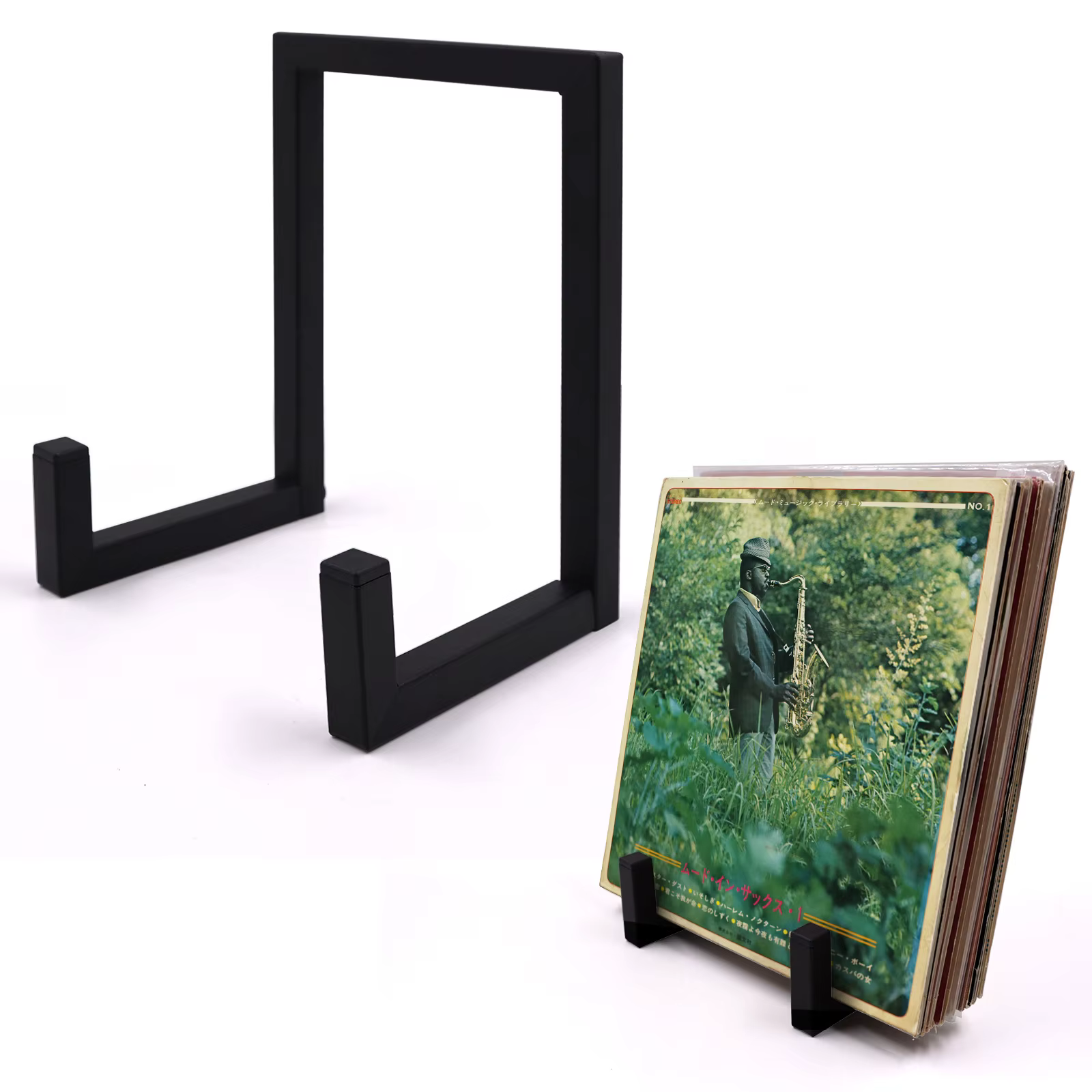 Support de disque minimal rétro de table de stockage de disque vinyle en métal pour l'affichage de L