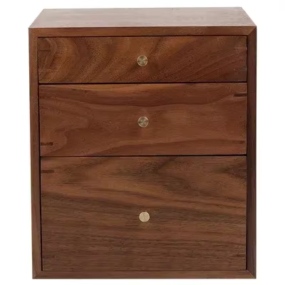 Armoire de rangement à tiroirs anti-poussière à 3 couches en noyer noir, armoire de salon, organisat