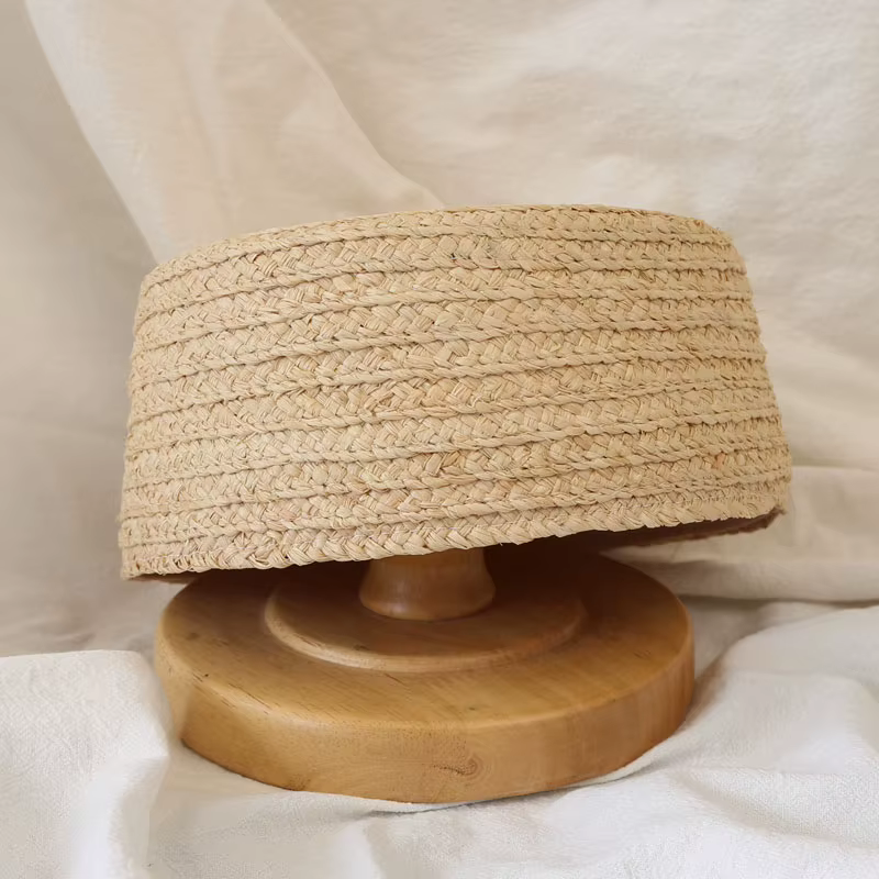 Chapeau Fedora d'été 100% en paille de raphia pour femme, fait main, style pillbox, béret, rétro, mo