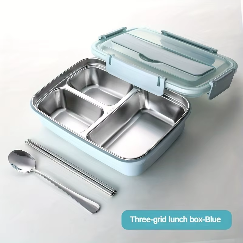 Boîte à déjeuner en acier inoxydable anti-fuite avec 3/4 compartiments – Récipient à Bento durable e