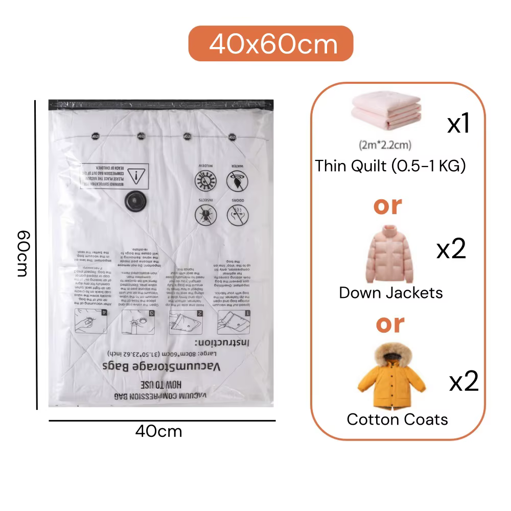 Sacs de rangement sous vide, sacs de compression réutilisables pour vêtements, couettes, couvertures